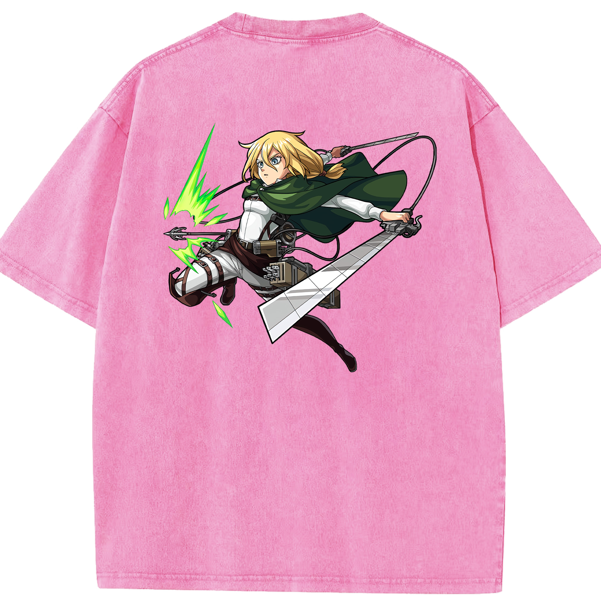 （画像用） 進撃の巨人 クリスタ·レンズ Attack on Titan Christa Lenz 綿100% ヴィンテージ風 半袖Tシャツ（背面プリント）